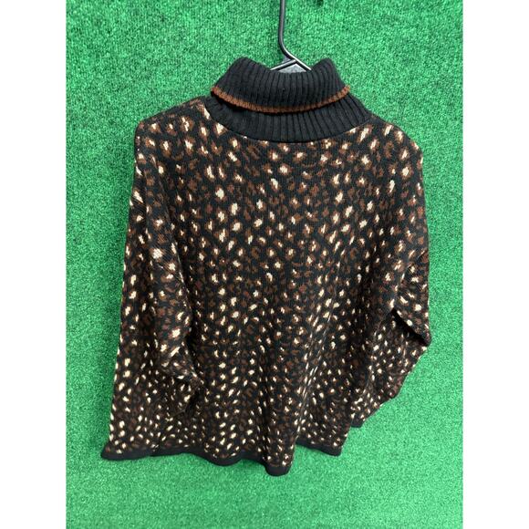 Vintage Basic Editions Cheetah Leopard Pattern Turtleneck Knit Sweater USA Made - Picture 5 of 12